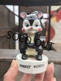 Vintage 50s JAPAN Ceramic Message Doll WORRY!WORRY! (B740)