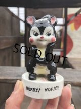 Vintage 50s JAPAN Ceramic Message Doll WORRY!WORRY! (B740)