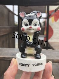 Vintage 50s JAPAN Ceramic Message Doll WORRY!WORRY! (B740)