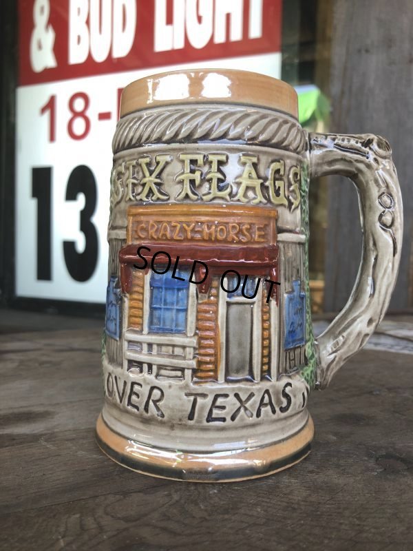画像3: 60s Vintage Six Flags Over Texas Skull Ceramic Stein Jug (B753)