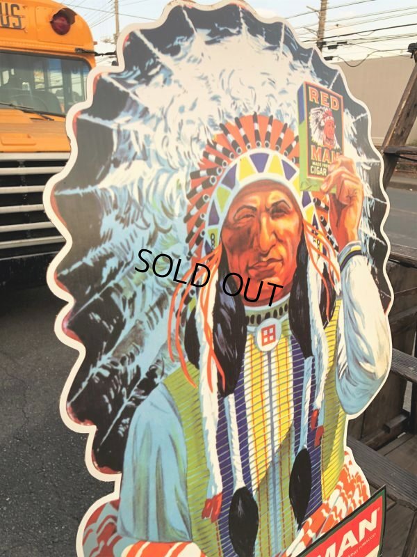 画像11: 【店舗引き取り限定】Vintage Red Man Chewing Tobacco Store Display Cardboard Sign (B754)