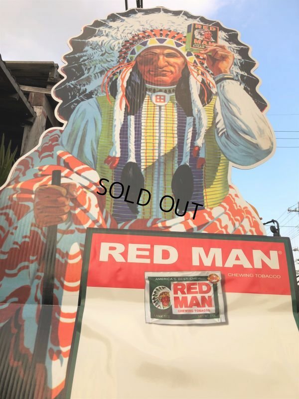 画像8: 【店舗引き取り限定】Vintage Red Man Chewing Tobacco Store Display Cardboard Sign (B754)