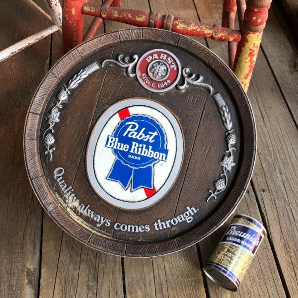 画像1: Vintage Pabst Blue Ribbon Beer Store Display Barrel Sign (B766)