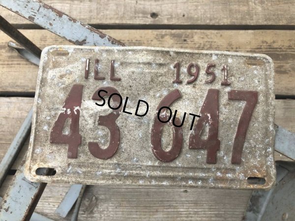 画像1: 50s Vintage American License Number Plate 1951 43 647 (B806) 