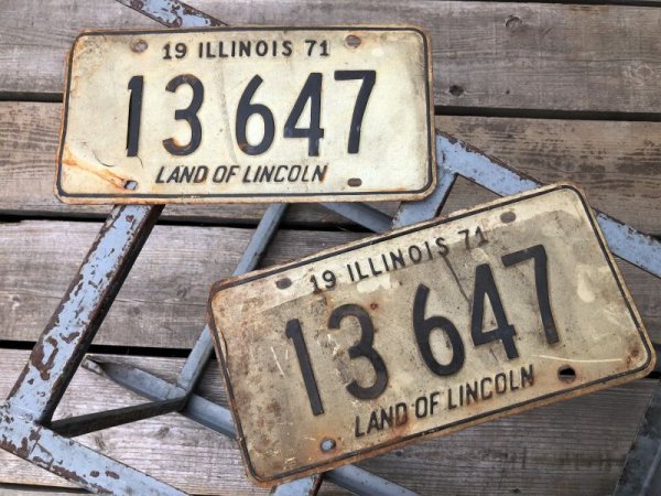画像1: 70s Vintage American License Number Plate 1971 13 647 (B811) 
