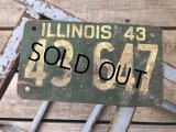 40s Vintage American License Number Plate 1943 43 647 (B804) 