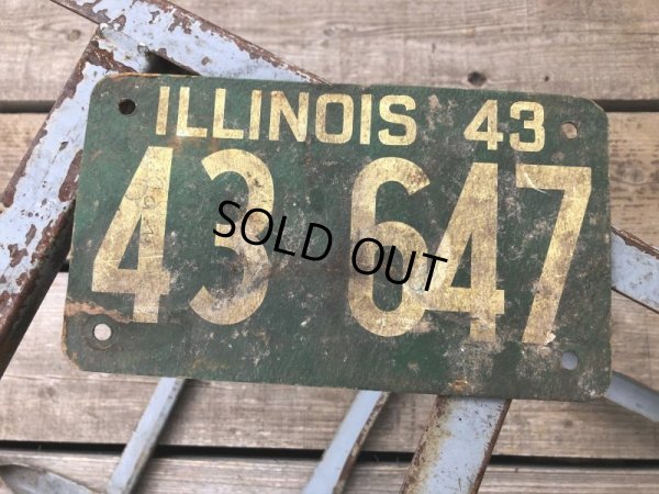 画像1: 40s Vintage American License Number Plate 1943 43 647 (B804) 