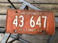 画像1: 60s Vintage American License Number Plate 1962 43 647 (B792)  (1)