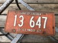 画像1: 60s Vintage American License Number Plate 1962 13 647 (B815)  (1)