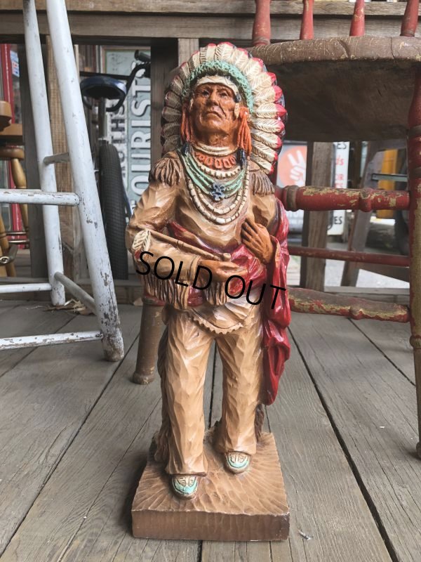 画像2: 70s Vintage Native American Indian Statue 40cm (B824)