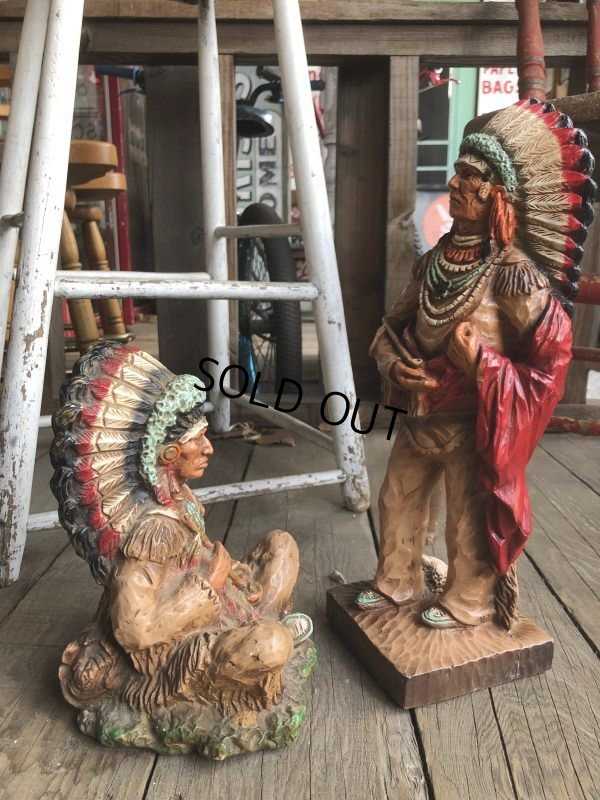 画像1: 70s Vintage Native American Indian Statue 40cm (B824)