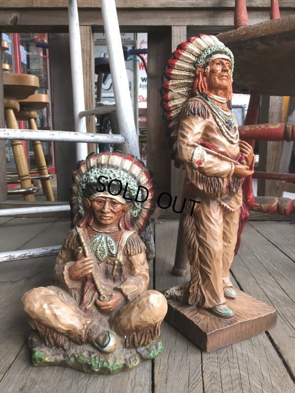 画像1: 70s Vintage Native American Indian Statue 24cm (B823)