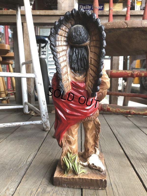 画像4: 70s Vintage Native American Indian Statue 40cm (B824)
