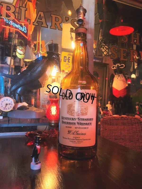 画像1: Vintage OLD CROW Whiskey Advertising Huge Glass Bottle Lamp 80cm Hard to Find! (B898)