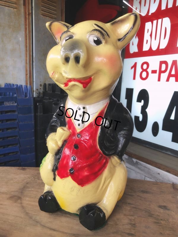 画像1: Vintage Chalkware Carnival Prize Piggy Pig Bank (B900)