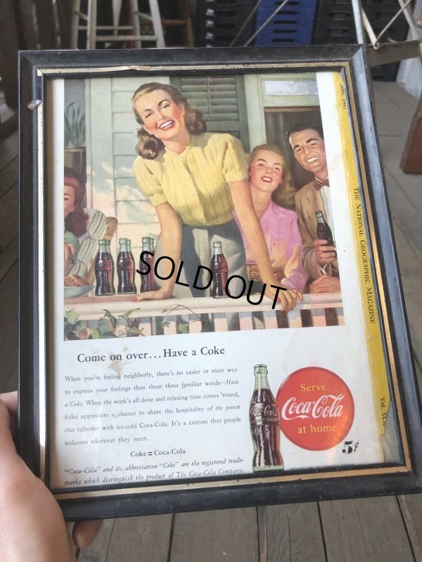 画像1: 40s Vintage Coca-Cola Advertising W/Frame (B926)
