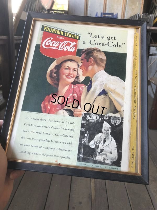 画像1: 30s Vintage Coca-Cola Advertising W/Frame (B925)
