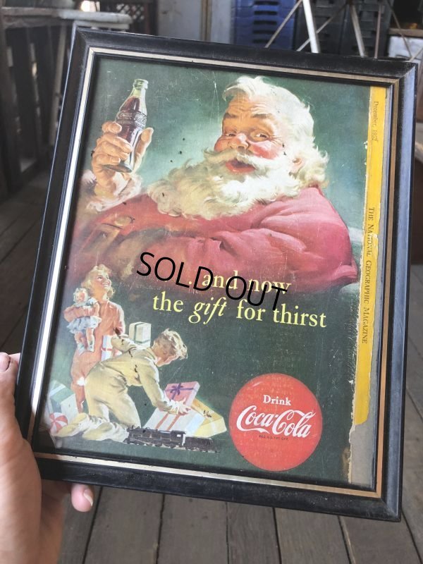 画像1: 50s Vintage Coca-Cola Advertising W/Frame (B936)