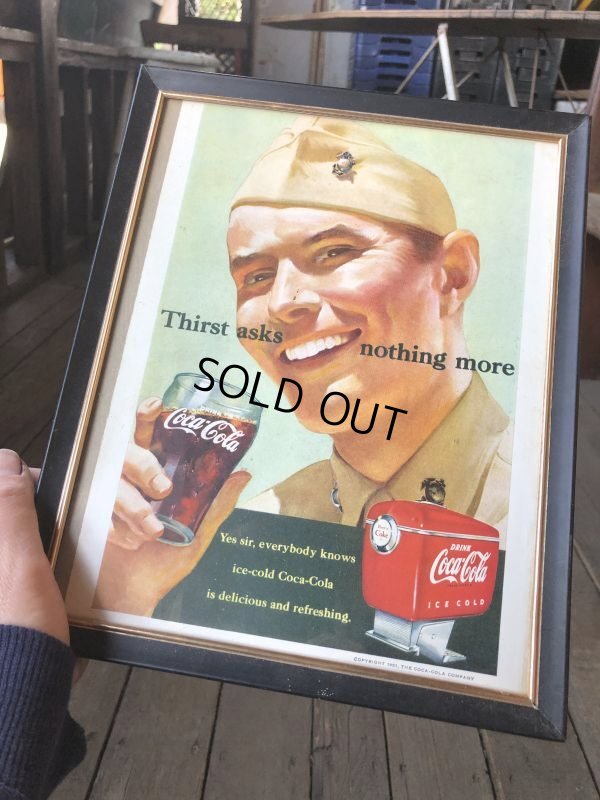 画像1: 50s Vintage Coca-Cola Advertising W/Frame (B922)