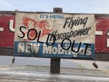 40s Vintage MOBIL Flying Horsepower Cloth Banner Sign (B975)