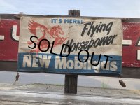 40s Vintage MOBIL Flying Horsepower Cloth Banner Sign (B975)