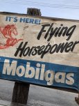 画像3: 40s Vintage MOBIL Flying Horsepower Cloth Banner Sign (B975)