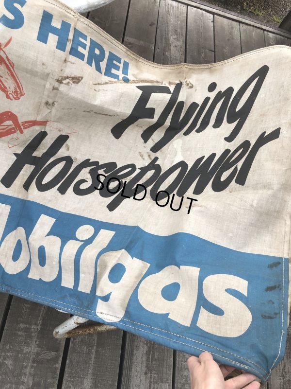 画像9: 40s Vintage MOBIL Flying Horsepower Cloth Banner Sign (B975)