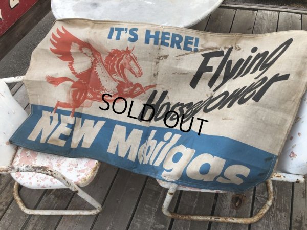 画像6: 40s Vintage MOBIL Flying Horsepower Cloth Banner Sign (B975)