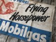 画像12: 40s Vintage MOBIL Flying Horsepower Cloth Banner Sign (B975)