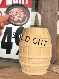 50s Vintage James Candy Advertising Barrel Clown Paper Mache Coin Bank (B796)