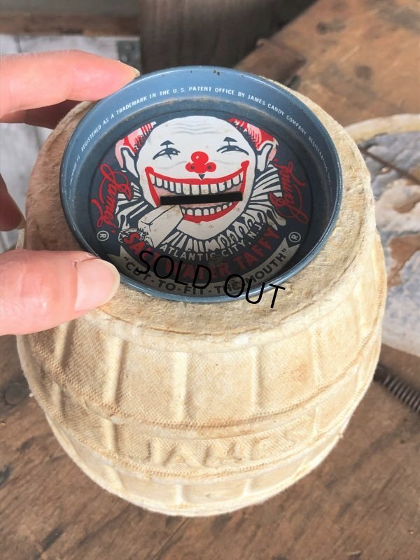 画像3: 50s Vintage James Candy Advertising Barrel Clown Paper Mache Coin Bank (B796)