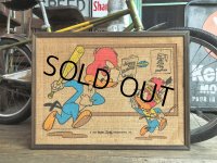 70s Vintage Walter Lantz Woody Woodpecker Burlap Art (B020)