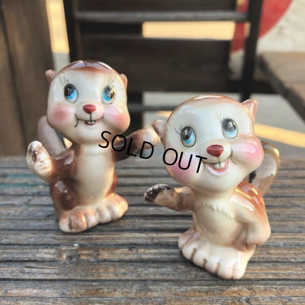 画像1: Vintage Japan Squirrel Chipmunk Salt and Pepper Shakers (B756)