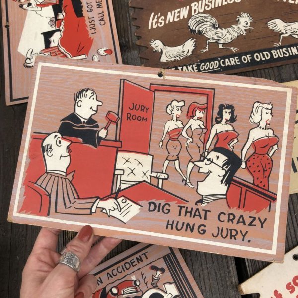 画像1: 50s Vintage Comic Card Plak Sign (B116)