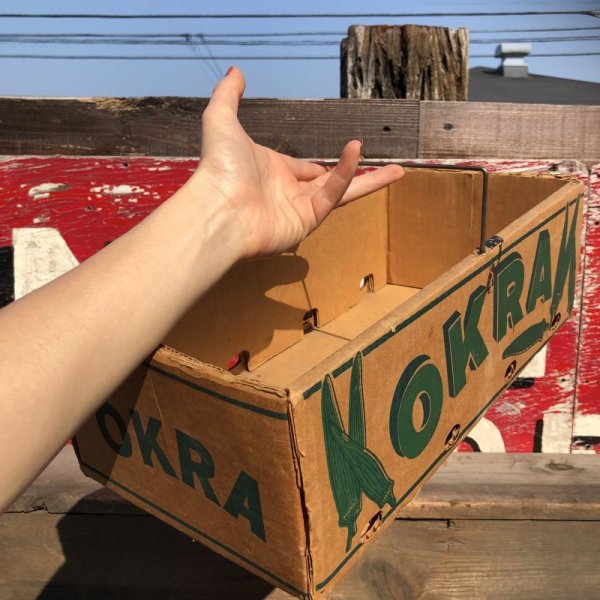 画像1: Vintage Grocery Store Okra Handy Basket (B127)