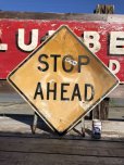 画像1: Vintage Road Sign STOP AHEAD (B237)  (1)