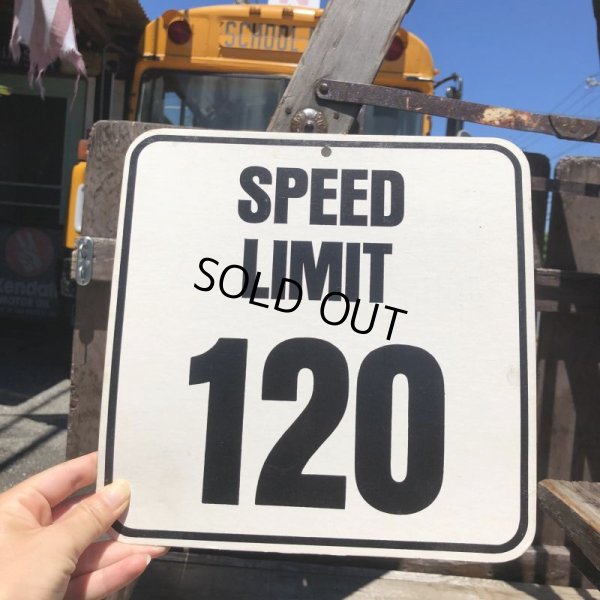 画像1: 70s Vintage Cardboard Sign SPEED LIMIT 120 (B288)