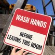 画像1: 70s Vintage Cardboard Sign WASH HANDS (B298) (1)