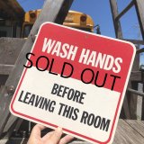 70s Vintage Cardboard Sign WASH HANDS (B298)