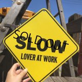 70s Vintage Cardboard Sign SLOW (B296)