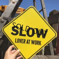 70s Vintage Cardboard Sign SLOW (B296)