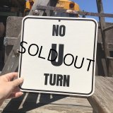 70s Vintage Cardboard Sign NO U TURN (B319)