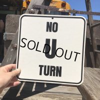 70s Vintage Cardboard Sign NO U TURN (B319)