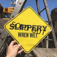 70s Vintage Cardboard Sign SLIPPERY (B294)