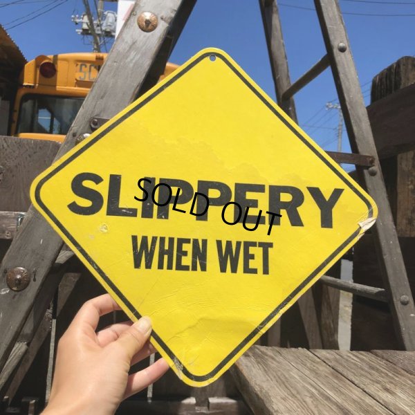 画像1: 70s Vintage Cardboard Sign SLIPPERY (B294)