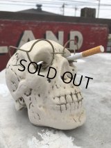 Vintage Skull w/Glasses Ceramic Ashtray (B322)