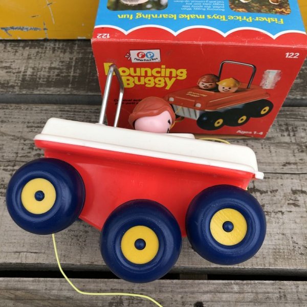画像8: 70s Vintage Fisher Price Toys Bouncing Buggy #122 (B353)