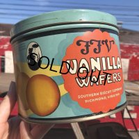 Vintage FFV Vanilla Wafers Biscuit Tin Can (B382)