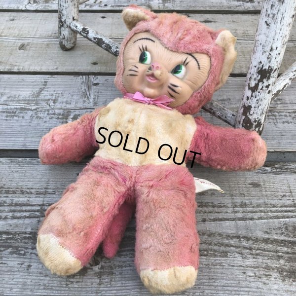画像6: Vintage Rubber Face Doll Pink Kitty Cat (B393)