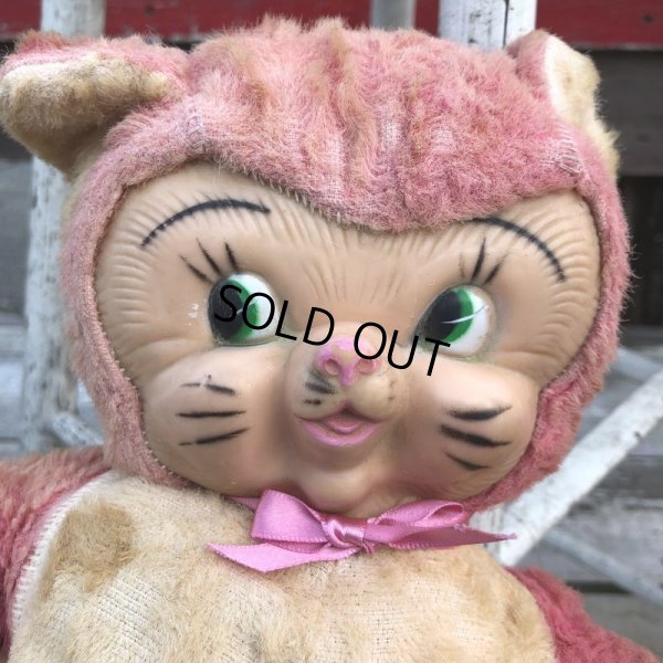 画像10: Vintage Rubber Face Doll Pink Kitty Cat (B393)